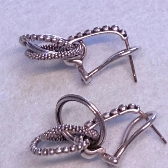 LAGOS 925 Silver Beaded Hoop Earrings - Picture 4 of 4